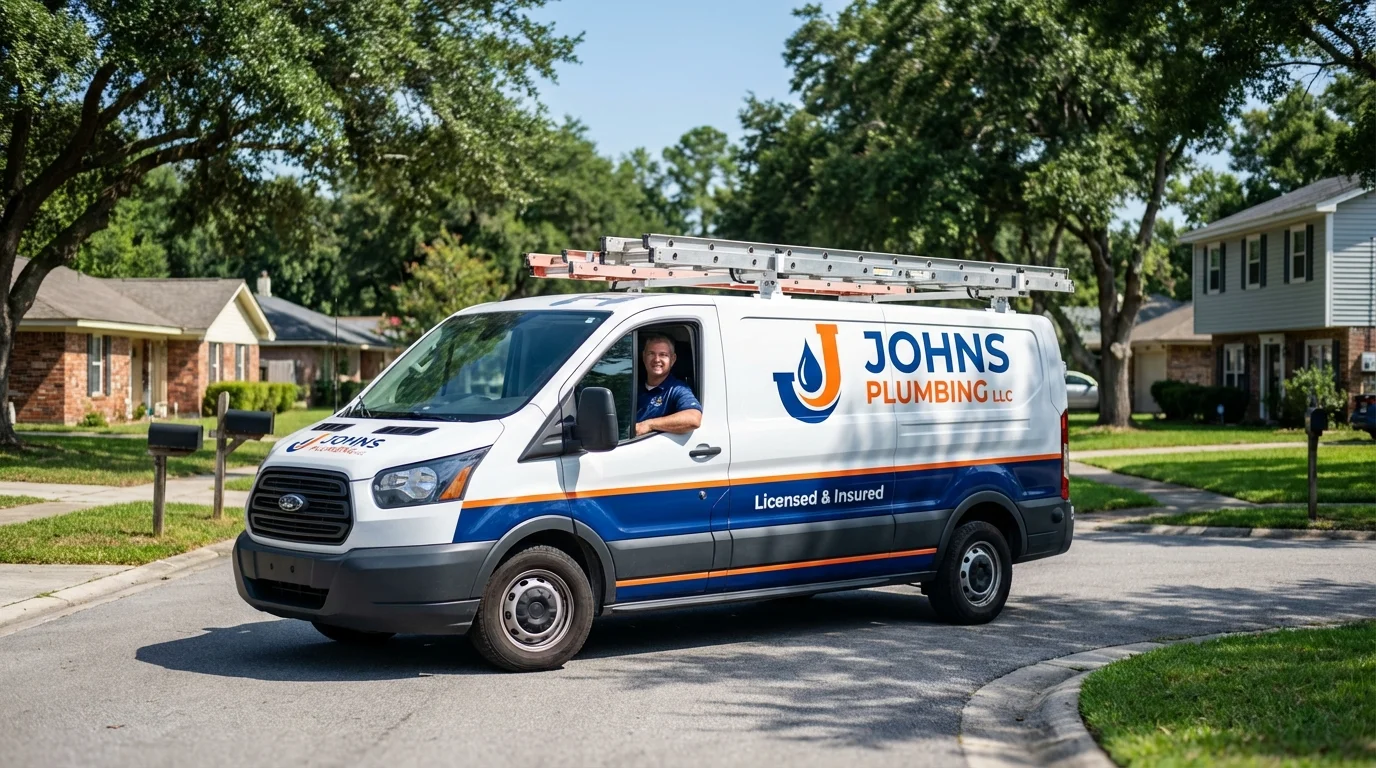 Johns Plumbing LLC service van in Prince George, VA