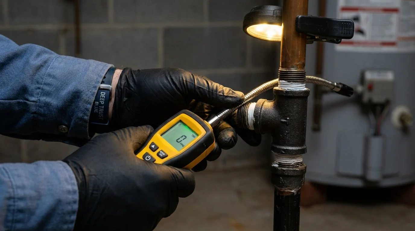 Gas leak detection with electronic sniffer by Johns Plumbing LLC in Prince George